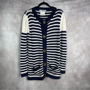 Charles Anastase Nautical Stripe Happy Face Button Knit Cardigan Sweater Sz S